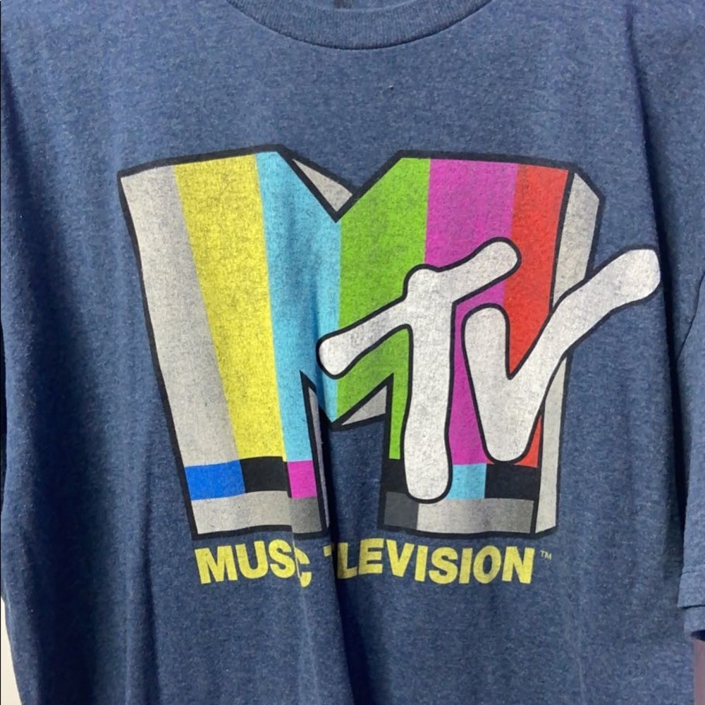 Faded blue MTV glitch shirt